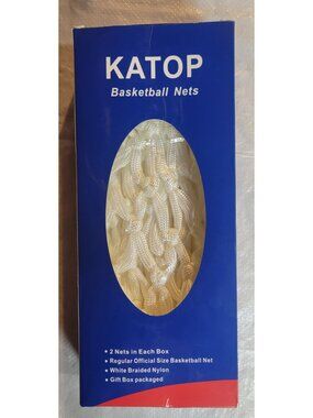 KATOP Basketball Nets Regular Official Size White Braided Nylon (2 pack)